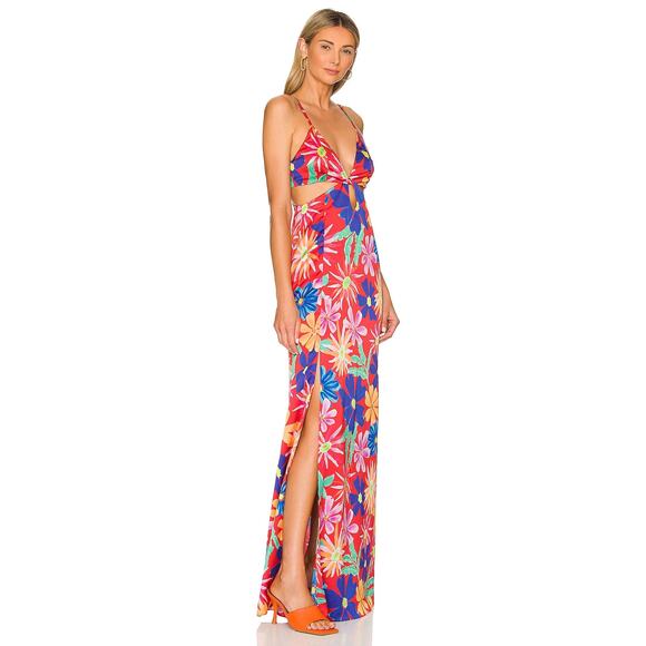 PatBO Aster Cutout Maxi Dress Spring Floral Colorful Art to Wear Prom Size 8 - Picture 2 of 12